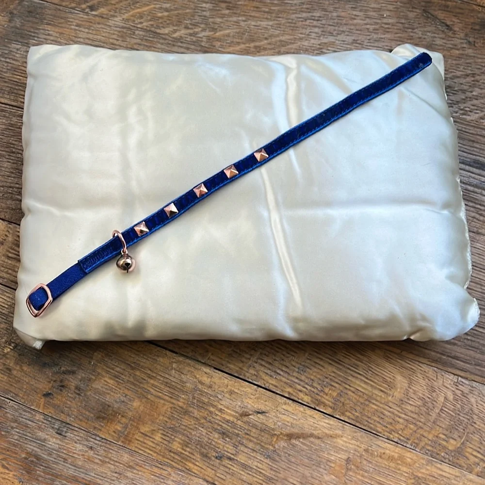 Cat Collar- Royal Blue Velvet & Rose Gold Cat Collar